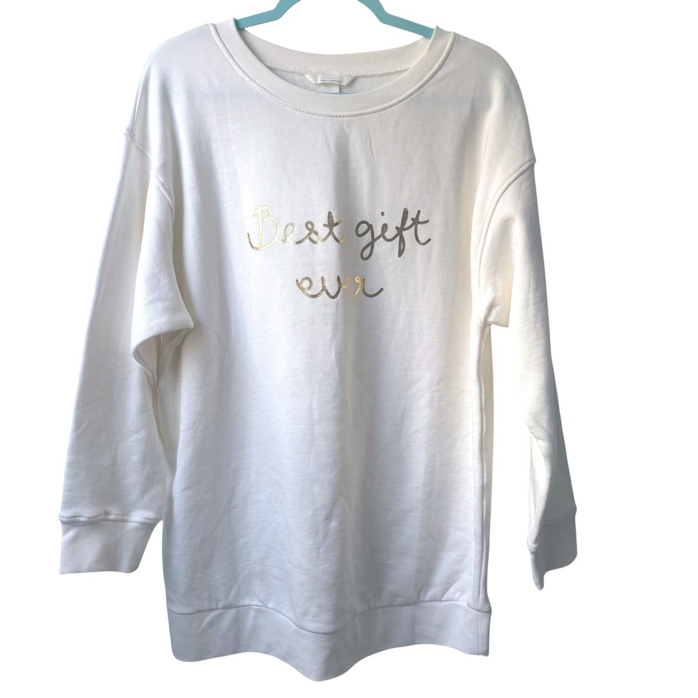 H M Mama Sweatshirt Maternity‎ Crewneck Large Best Gift Ever Gold Bump Holiday